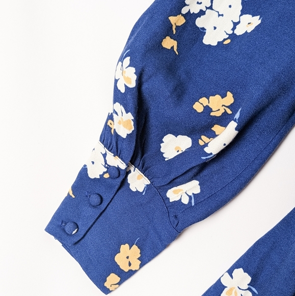 REFORMATION Lumiere Dress Mini Bustier Long Sleeve Mini  Floral Dress 2 Blue - Picture 9 of 11
